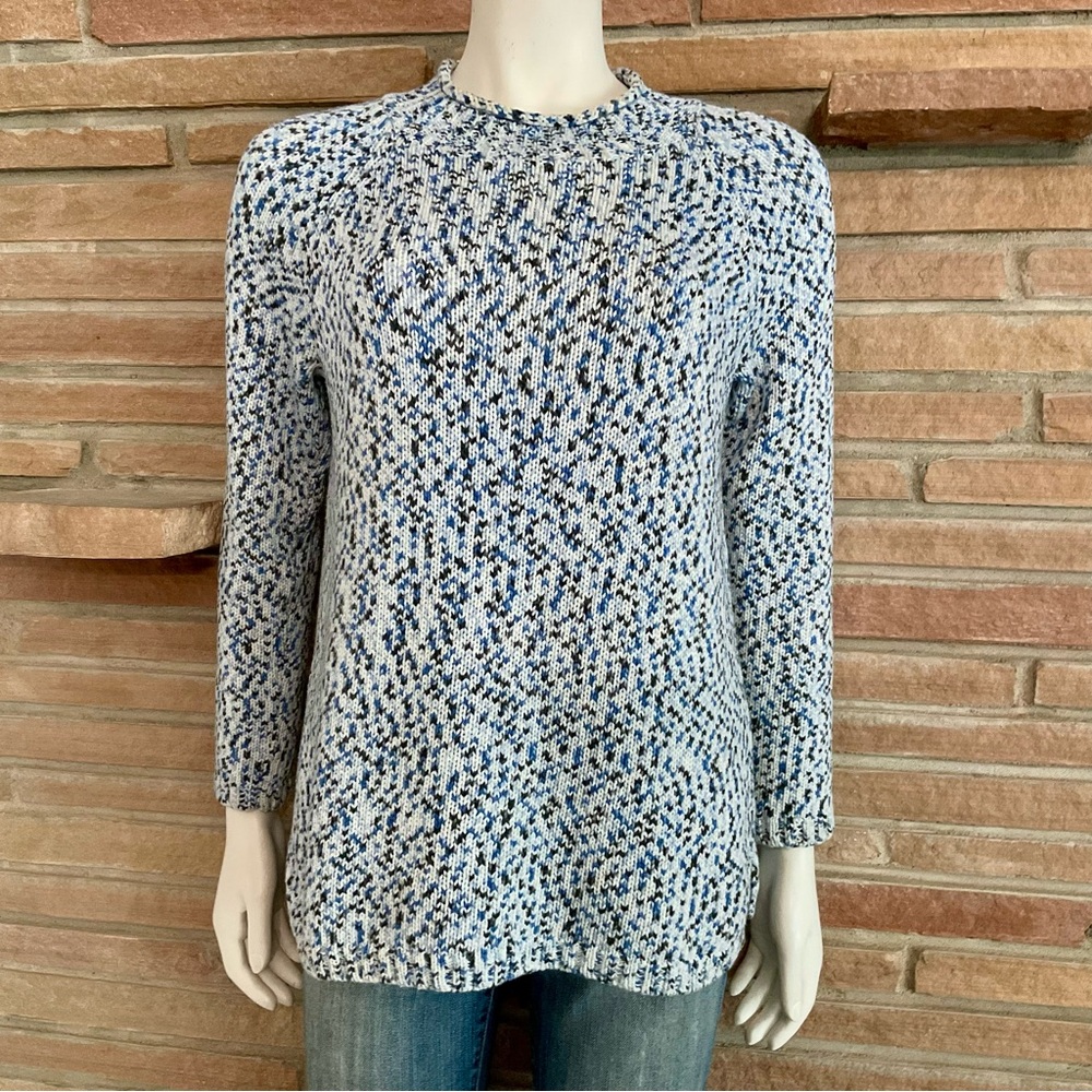 Talbot’s Petite Medium Blue Variegated Cotton Blend Sweater